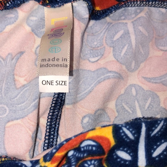 Gorgeous LulaRoe orange & blue one size leggings - Picture 5 of 8